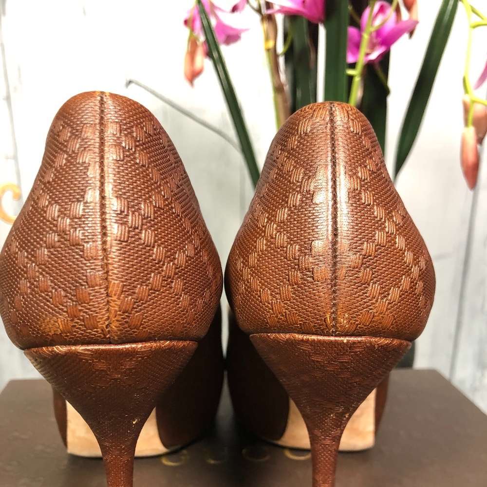 Gucci Sofia Brown Soft Diamante Platform Pumps - image 6